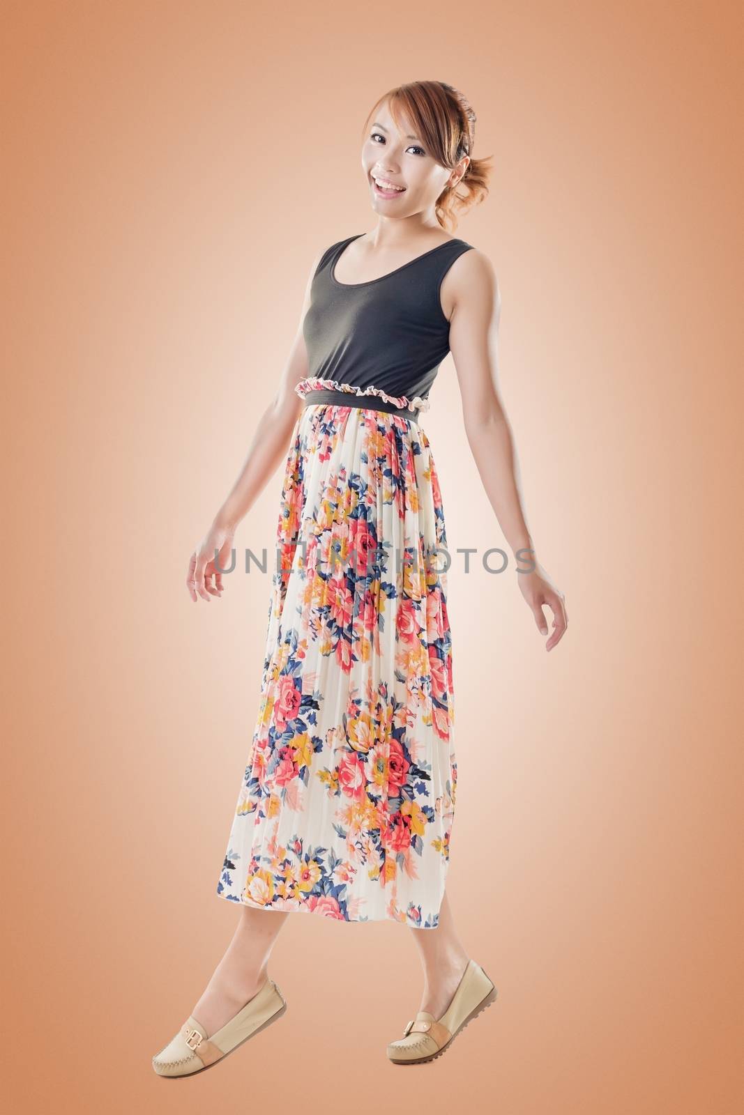 Attractive Asian woman with maxi dresses by elwynn