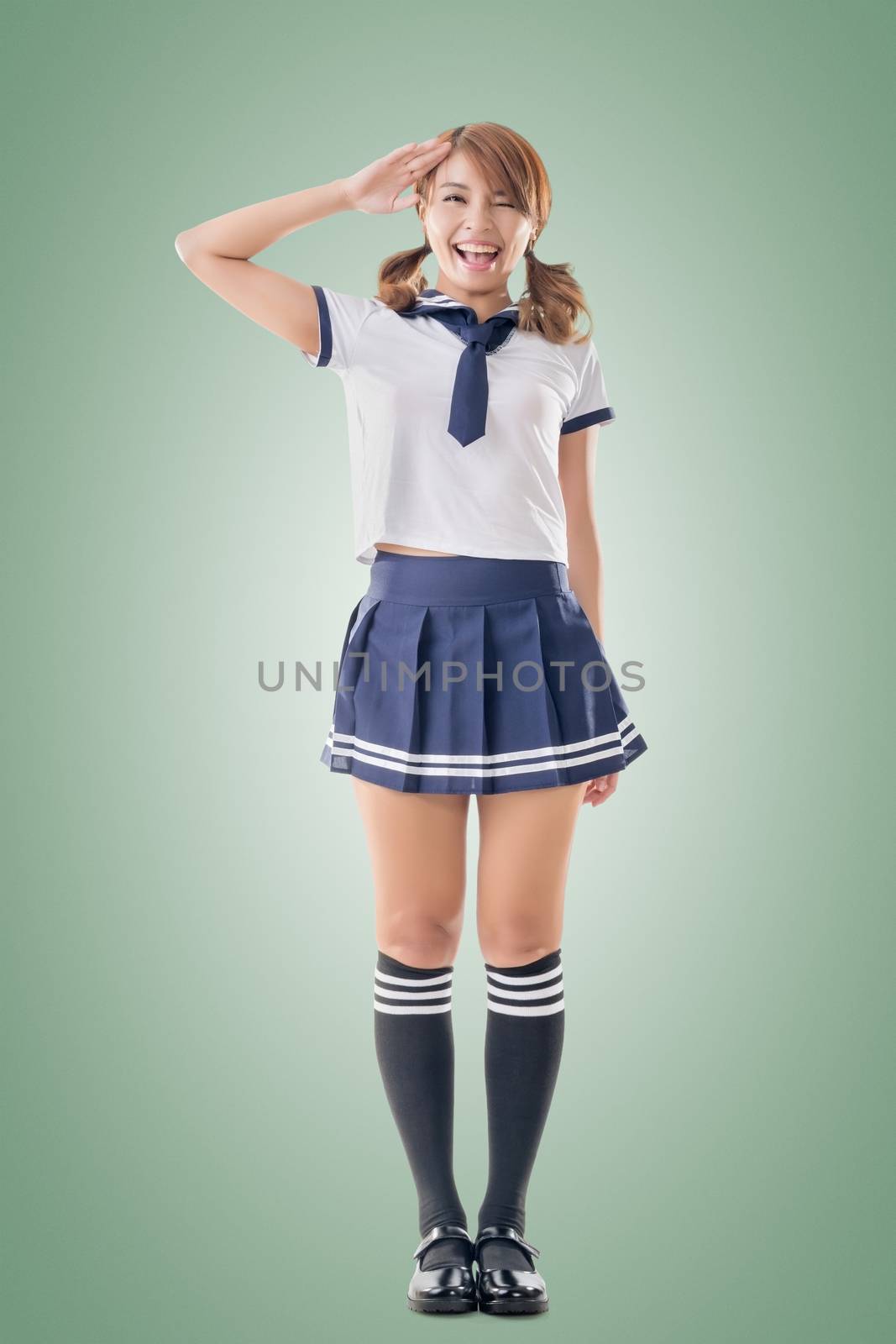 Japanese style school girl in sailor suit by elwynn