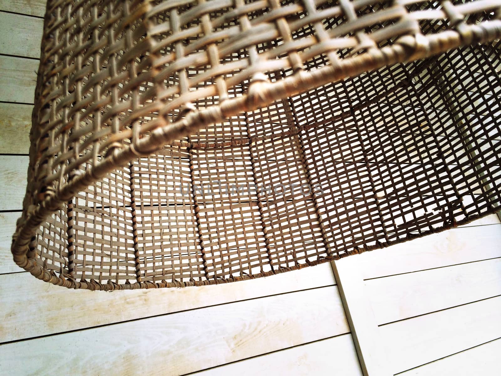 Detail of wicker lampshade, rustic style.