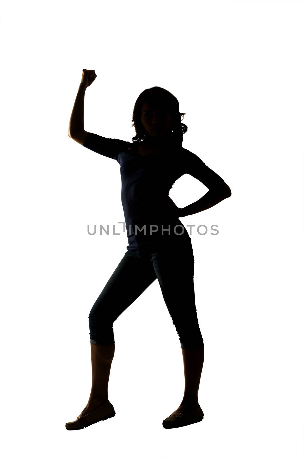 Silhouette of young Asian woman pose by elwynn