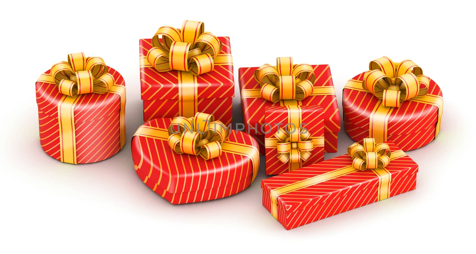 Different shape red gift boxes by iunewind