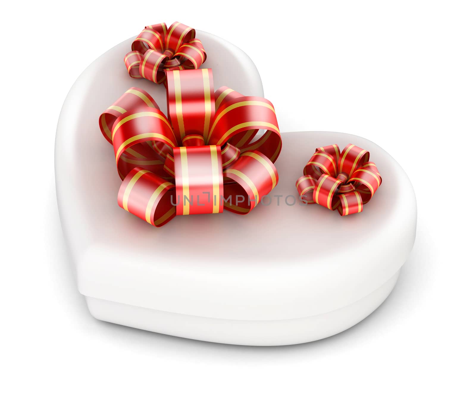 Heart shaped gift box with red ribbons