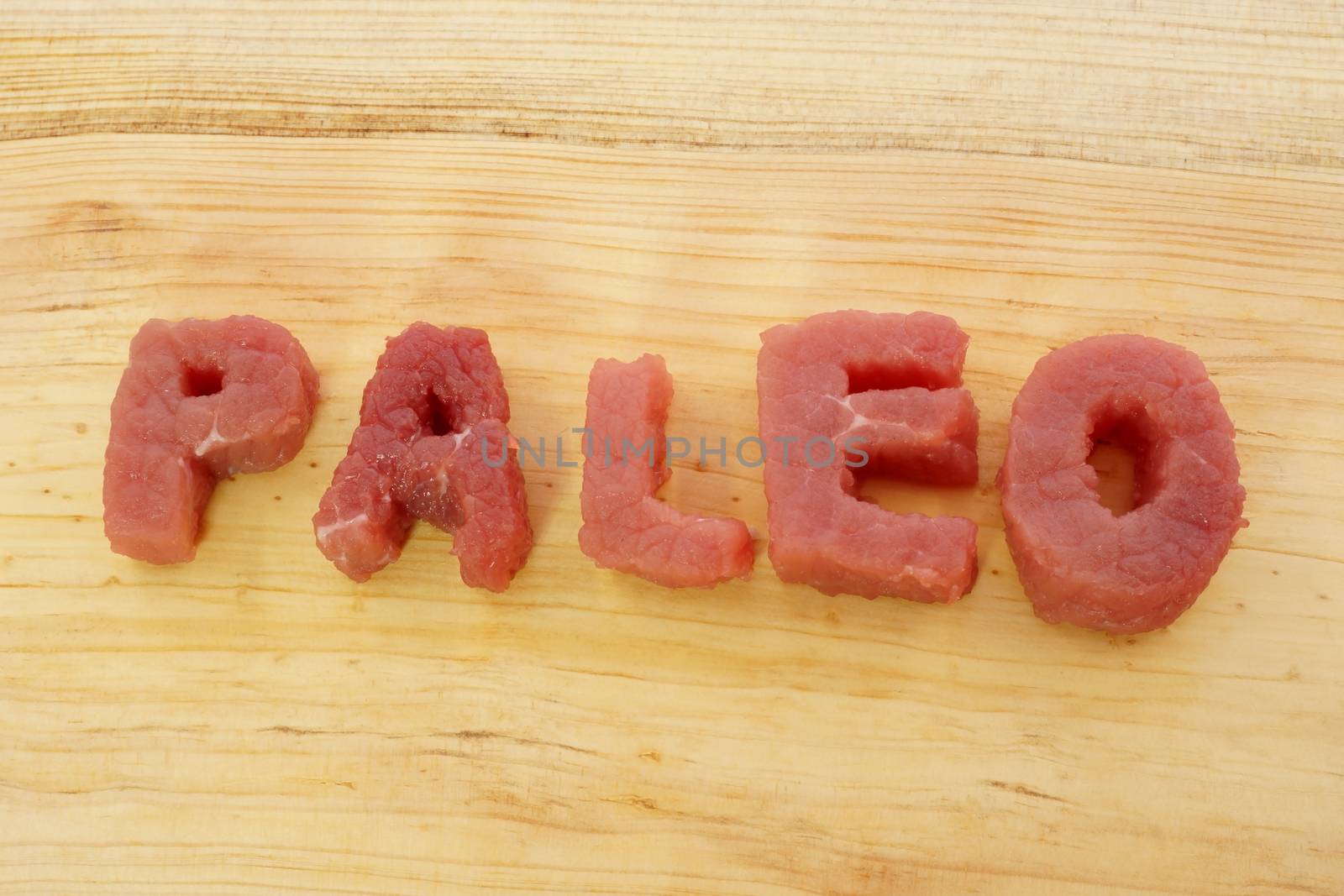 health nutrition
"paleo" letters cut from meat. Paleo diet.