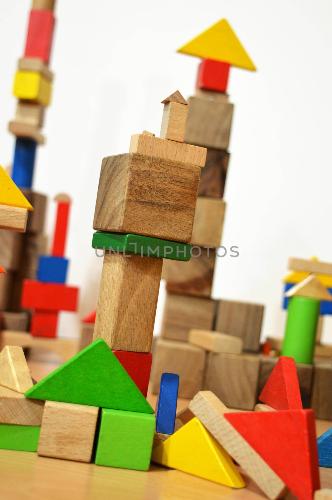 City of wooden blocks built by a child