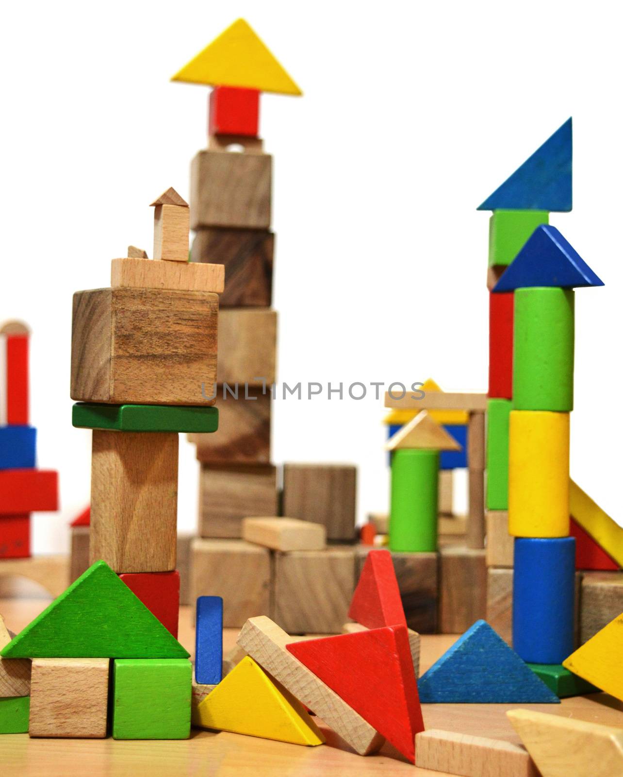 City of wooden blocks built by a child