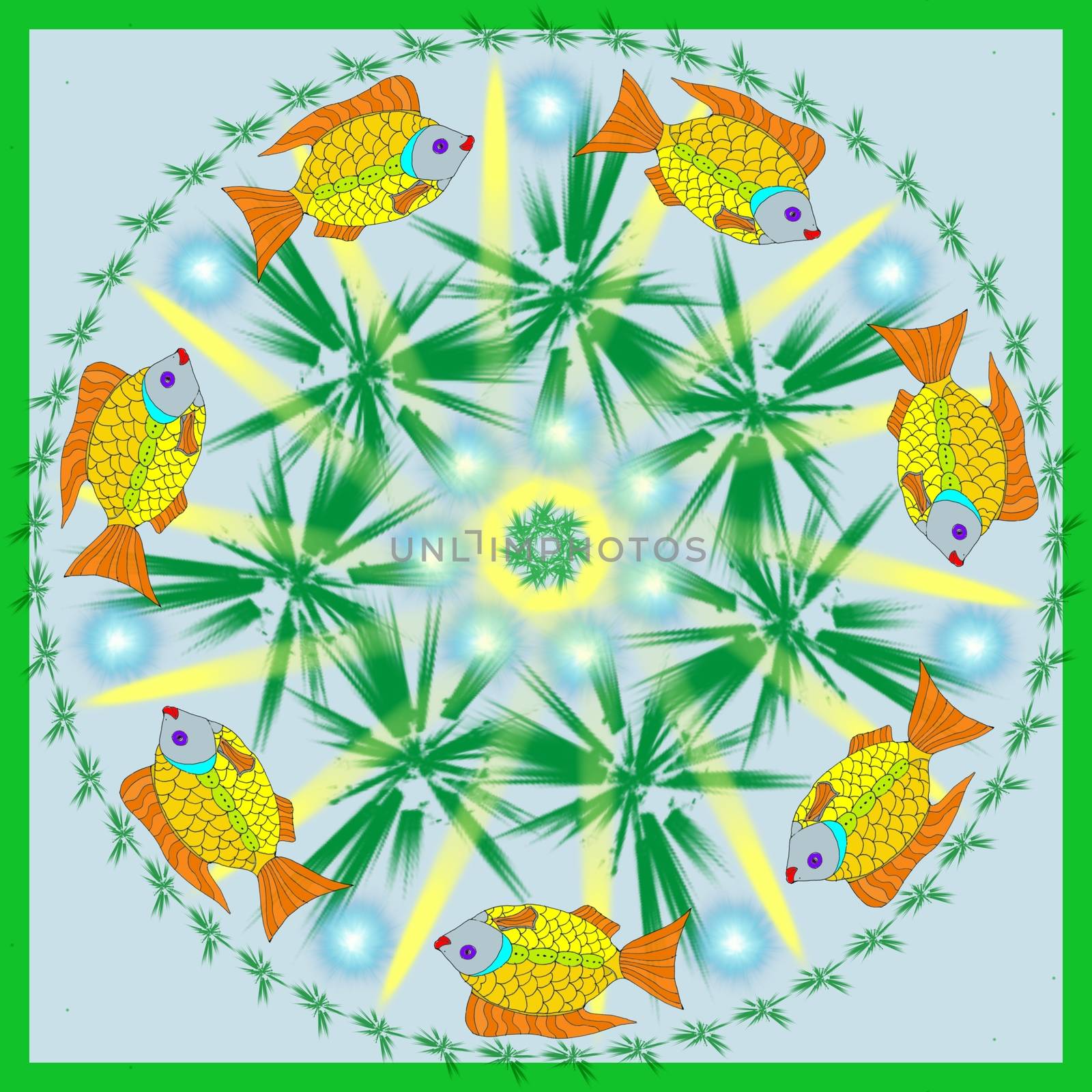Decorative mandala with a fishes by Astronira