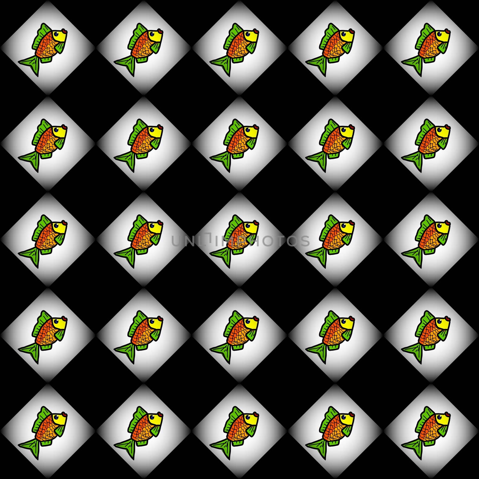 Digital computer graphic - background with a fishes for design.