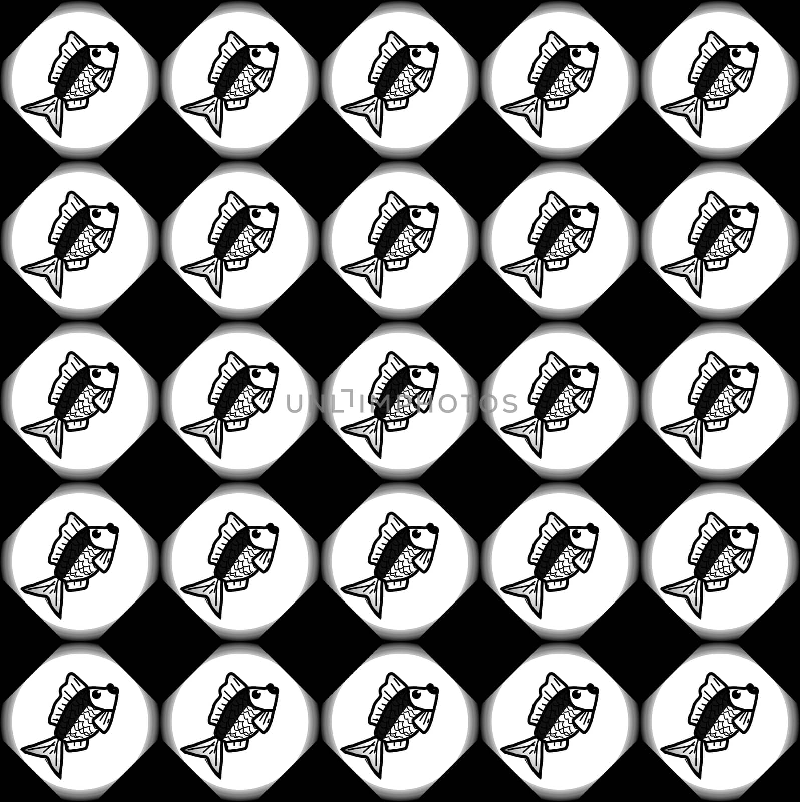 Digital computer graphic - background with a fishes for design.