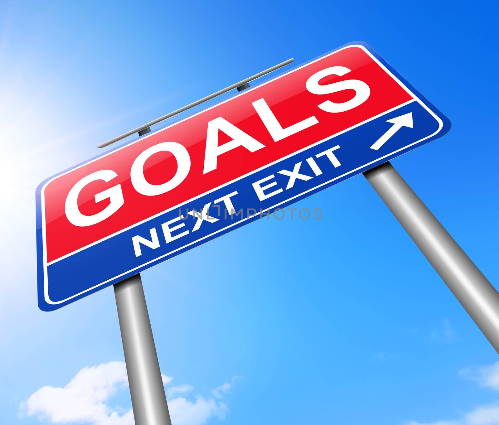 Illustration depicting a sign with a goal concept.