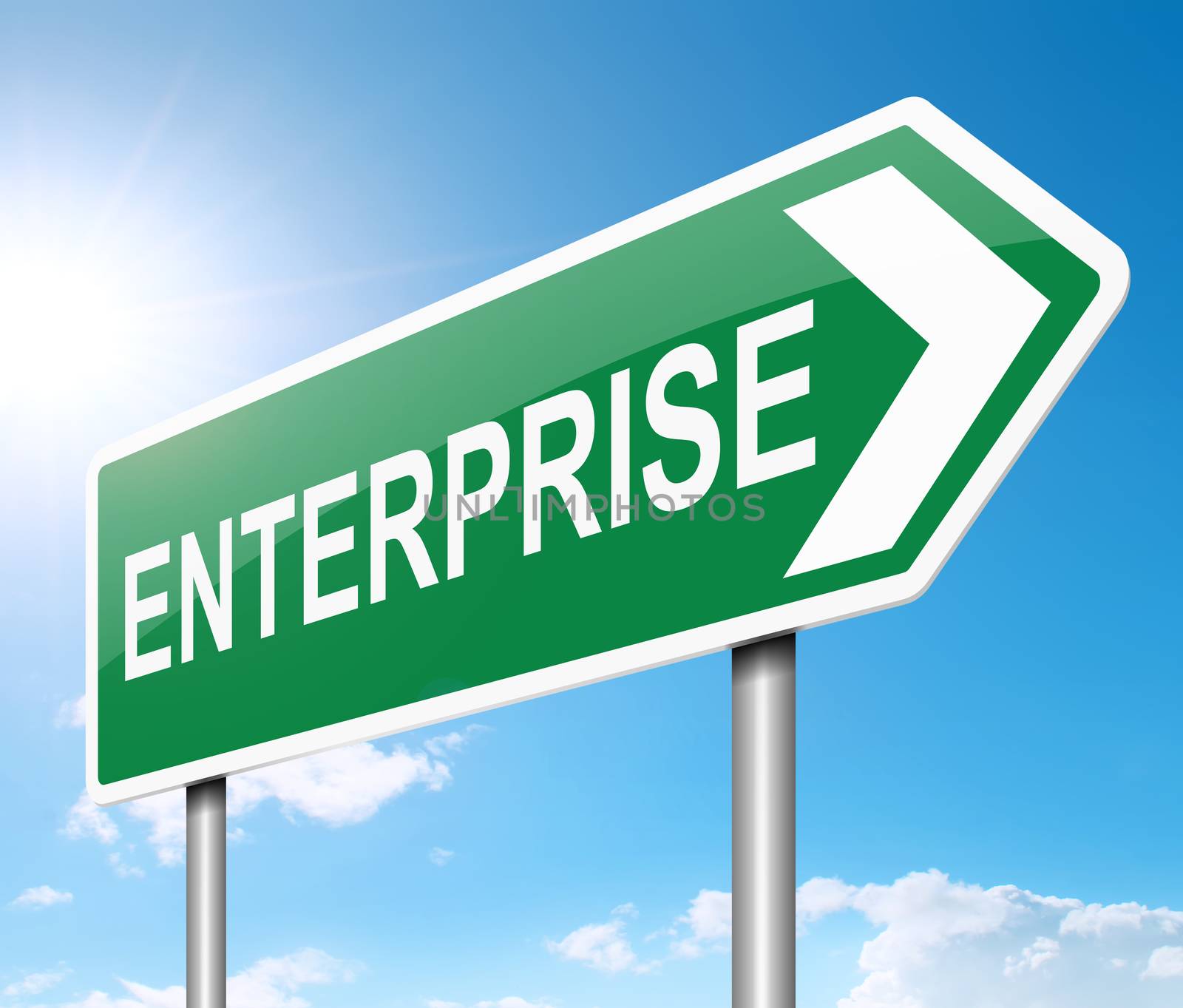 Illustration depicting a sign with an enterprise concept.