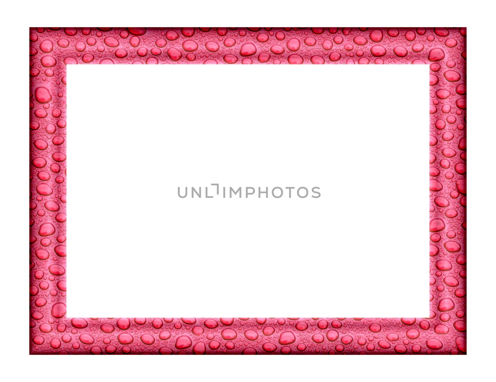 Rectangular frame with water drops isolated on white background