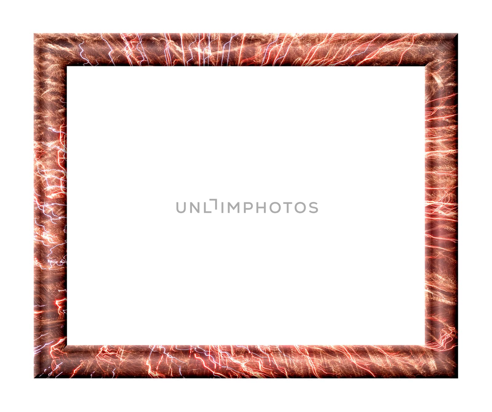 Rectangular frame with convex texture fireworks isolated on white background