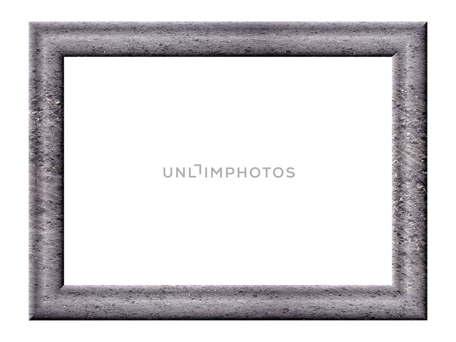 The rectangular volume Picture Frames gray tones with texture of plowed ground on a white background