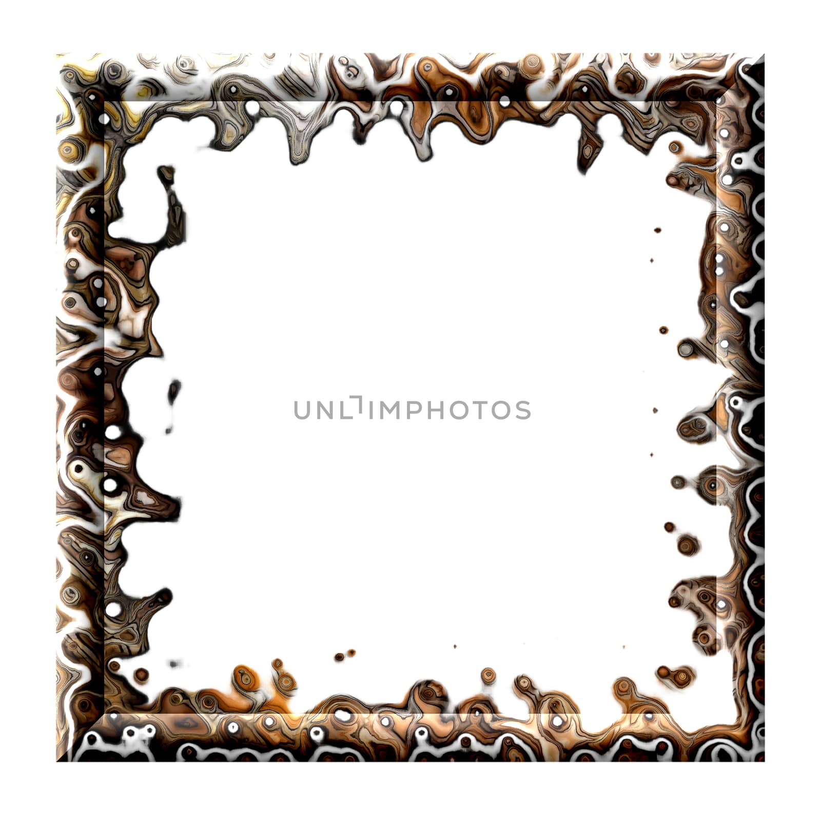 Square frame for pictures with abstract texture isolated on a white background