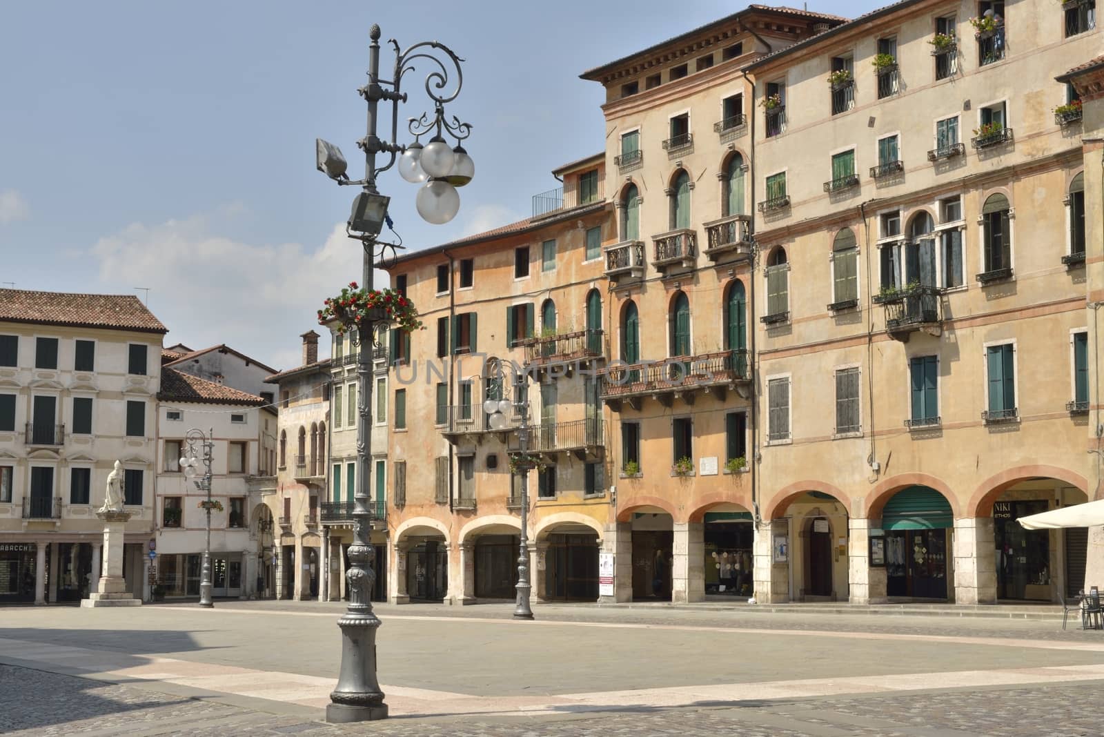 Plaza in the beautiful town of Bassano del Grappa, Northern Italy