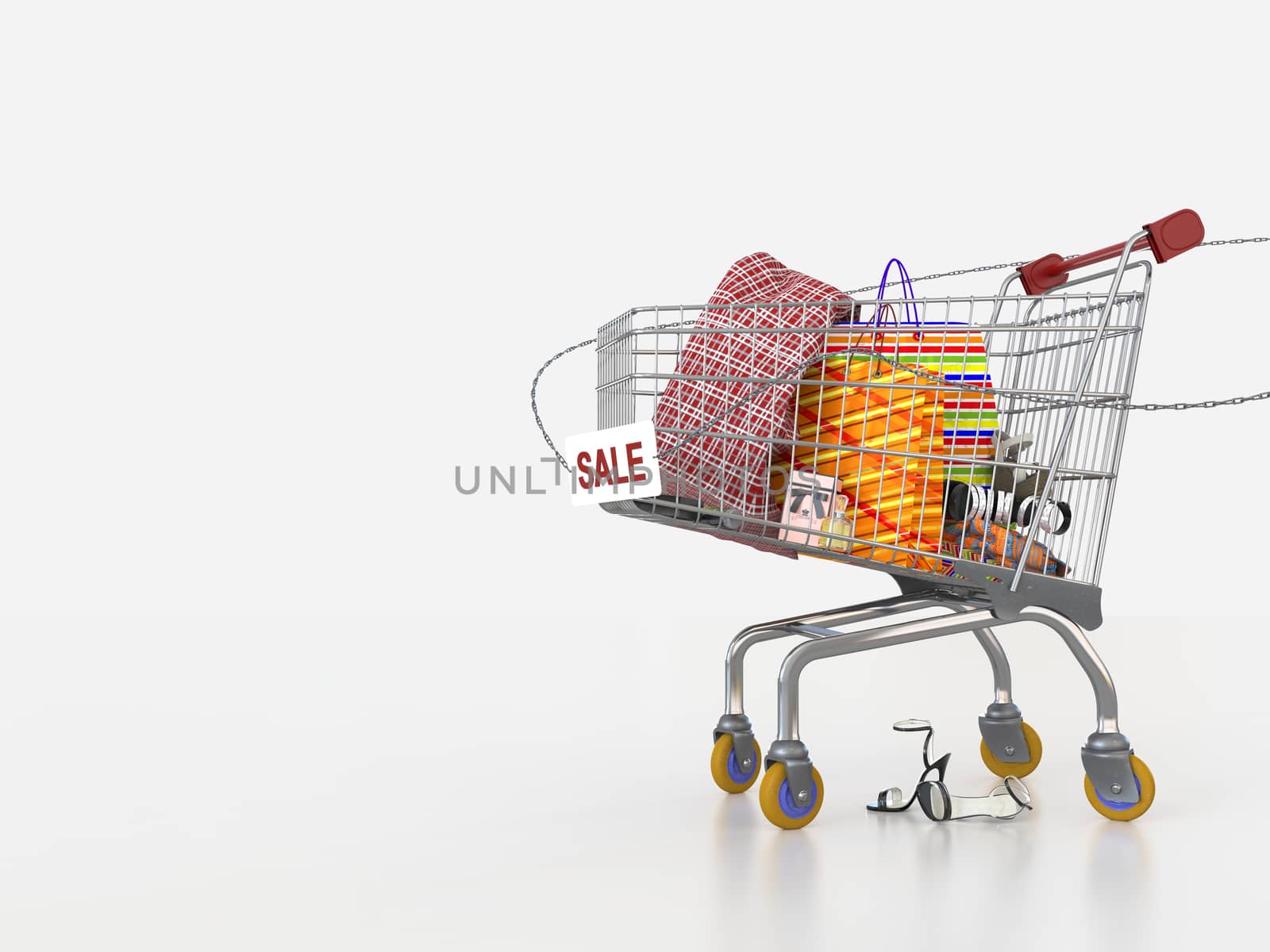 shopping sale concept background with shopping trolley by denisgo