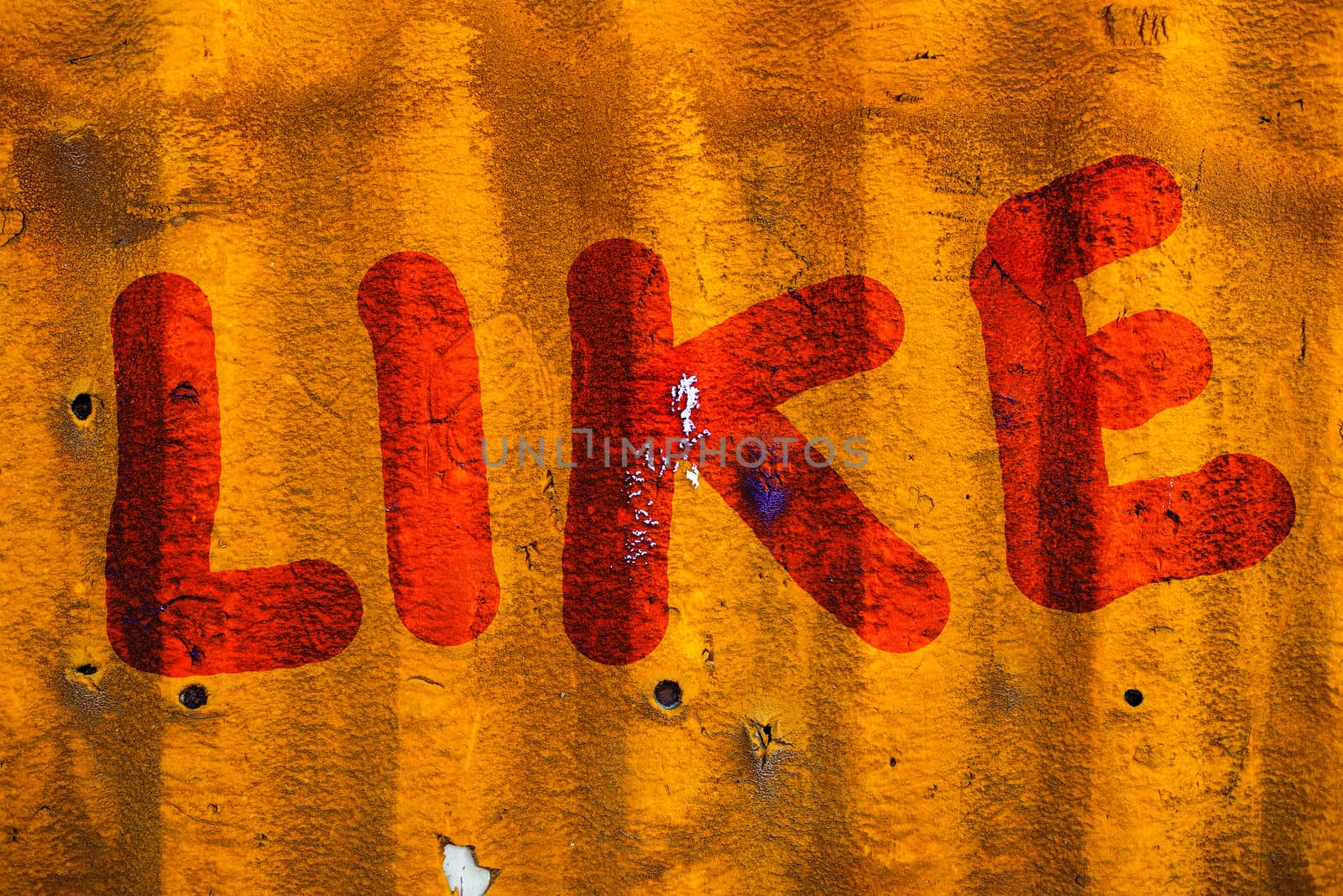 Word LIKE (uppercase) on old Containers background by Yuri2012