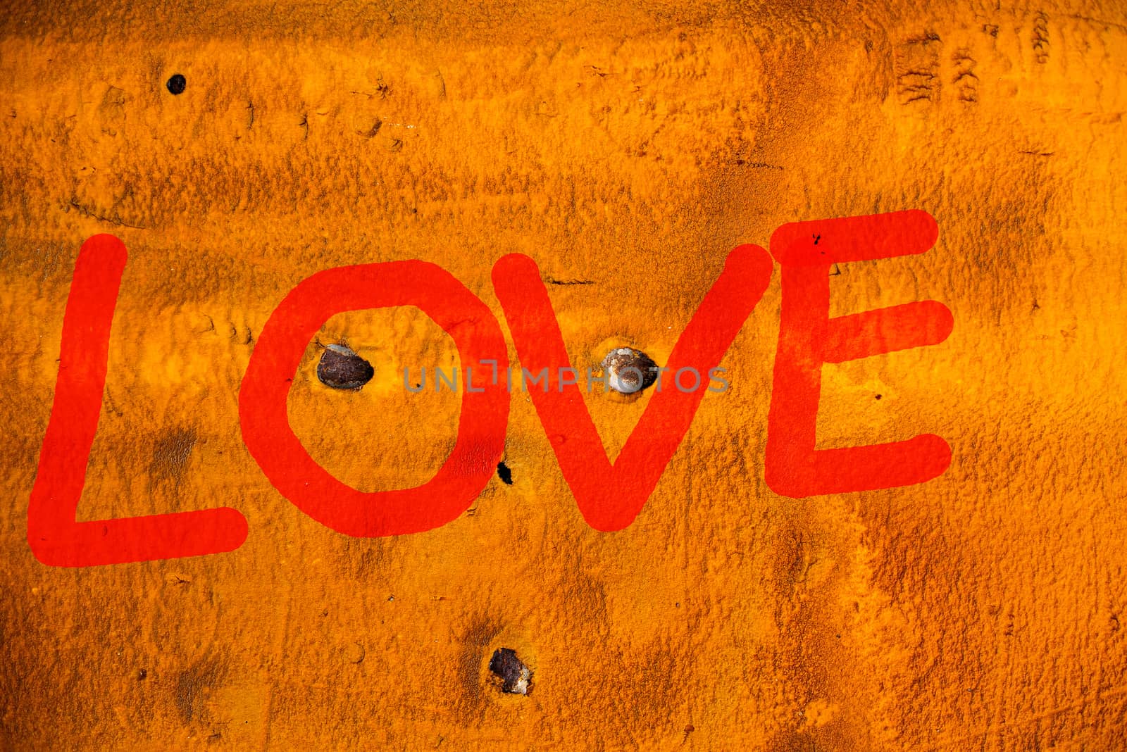 RED Word LOVE (uppercase) on old Containers by Yuri2012