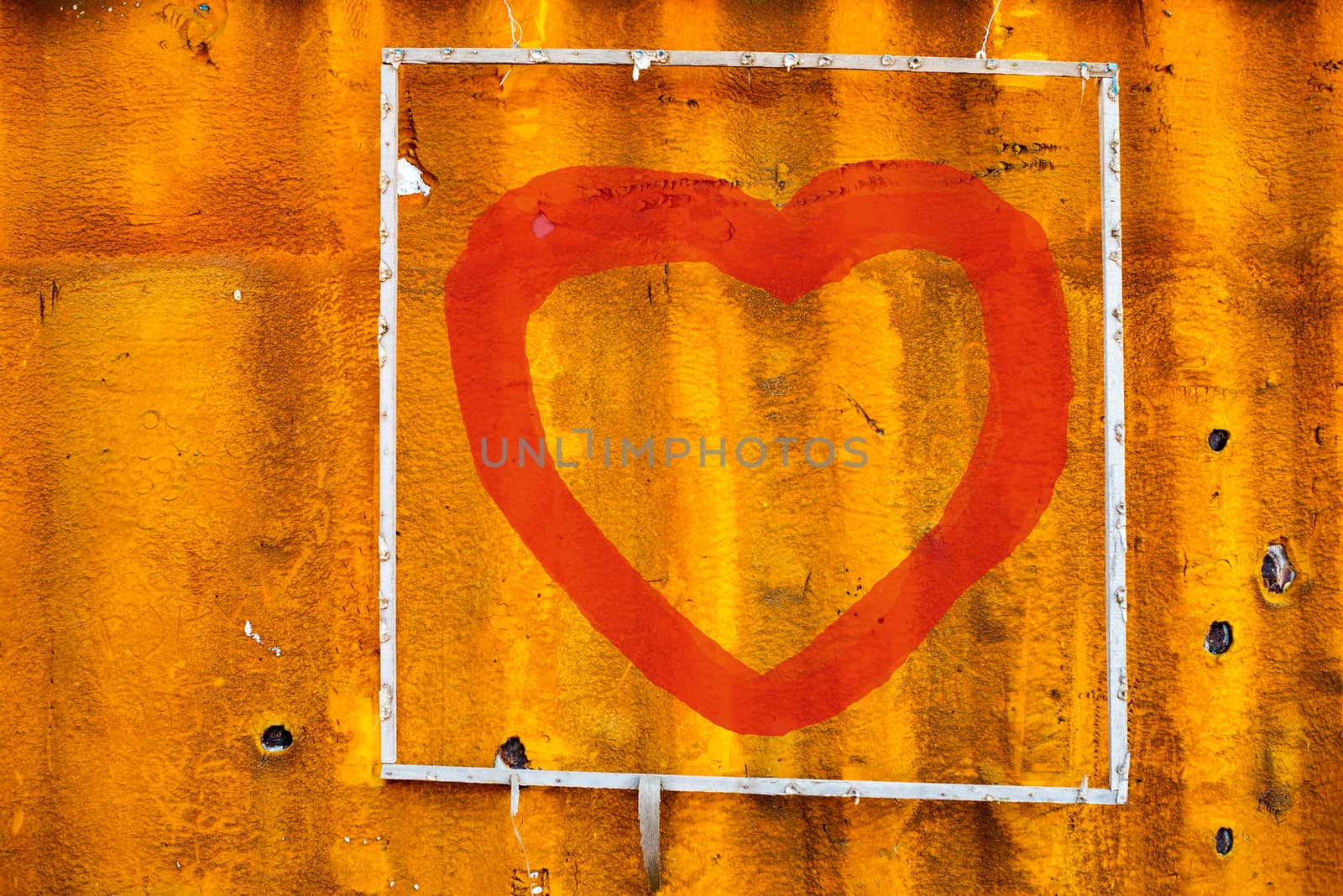 Draw heart on old Containers background 