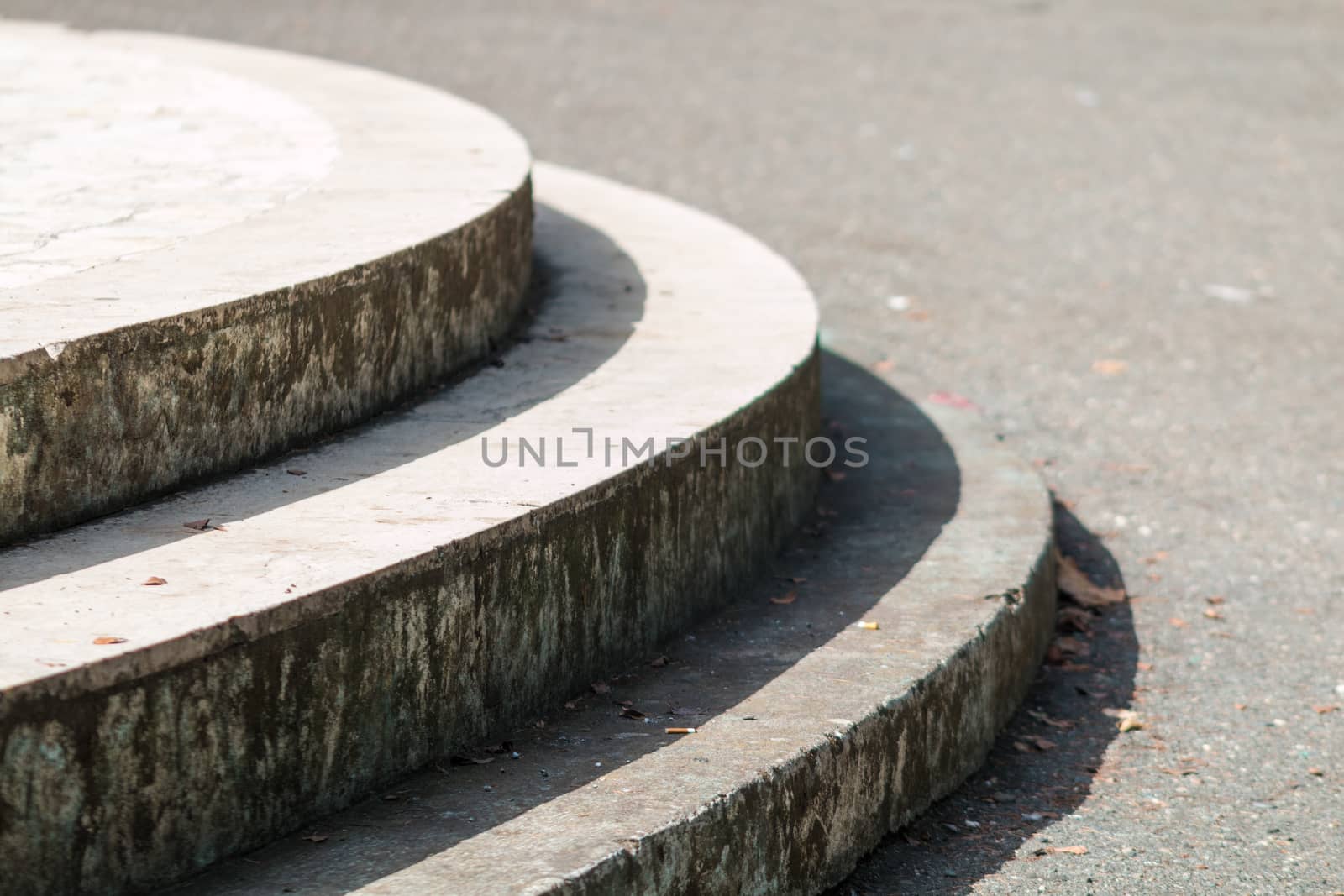 Steps round concrete and tile in the city park