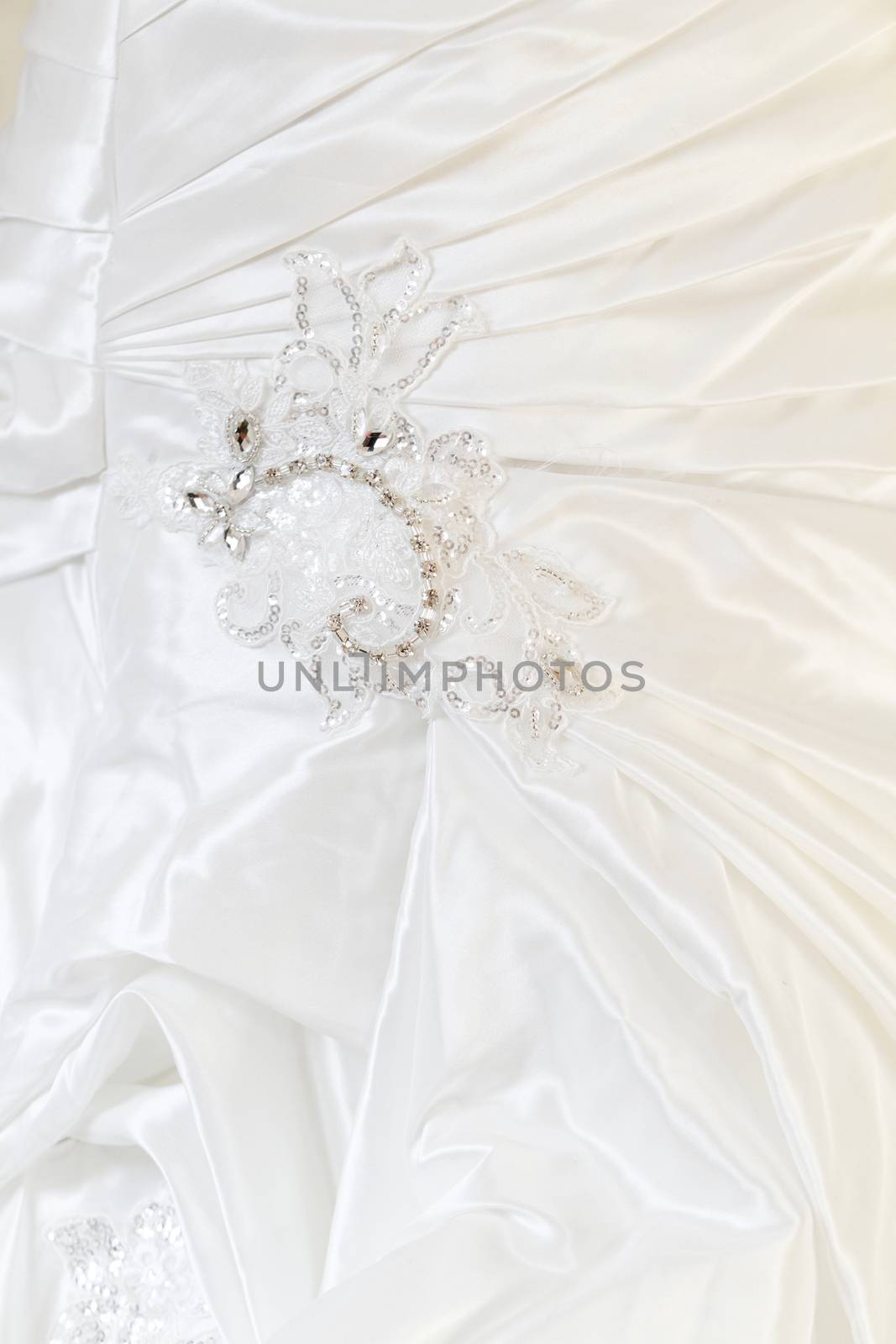 Detail of wedding dress - close-up photo