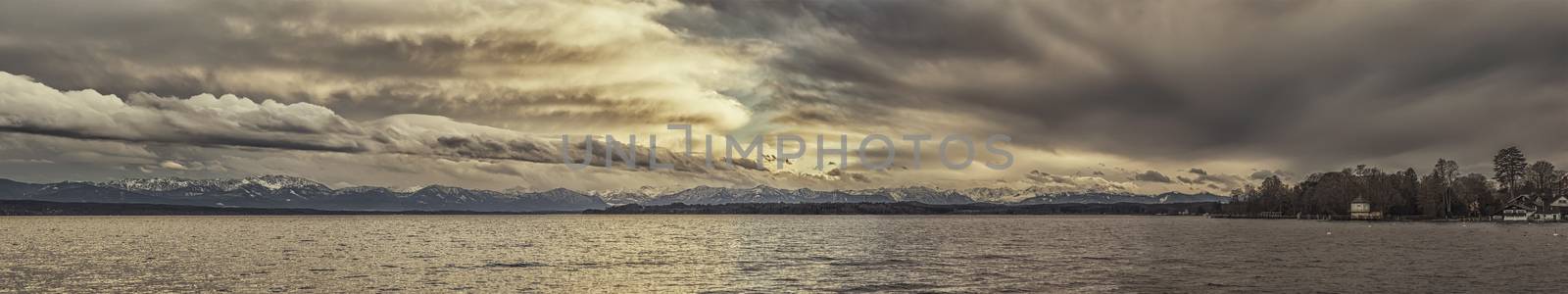 panoramic view to the bavarian alps by magann