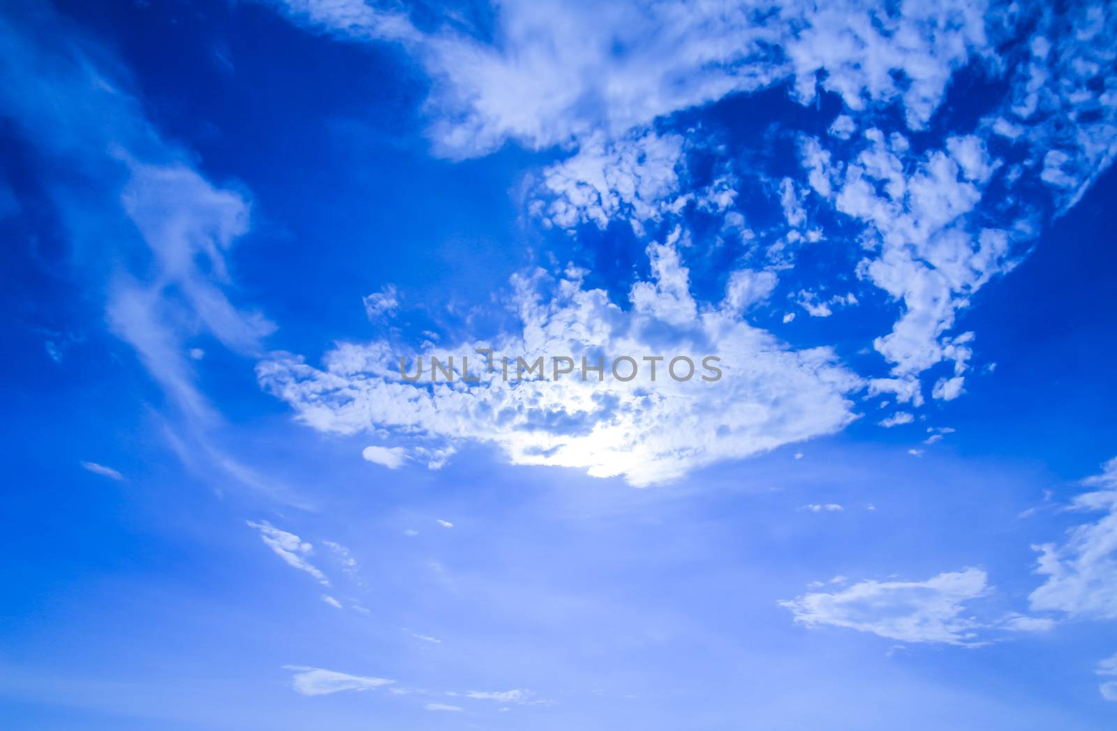 Blue Sky with sunlight rays over Pattaya City, Thailand 