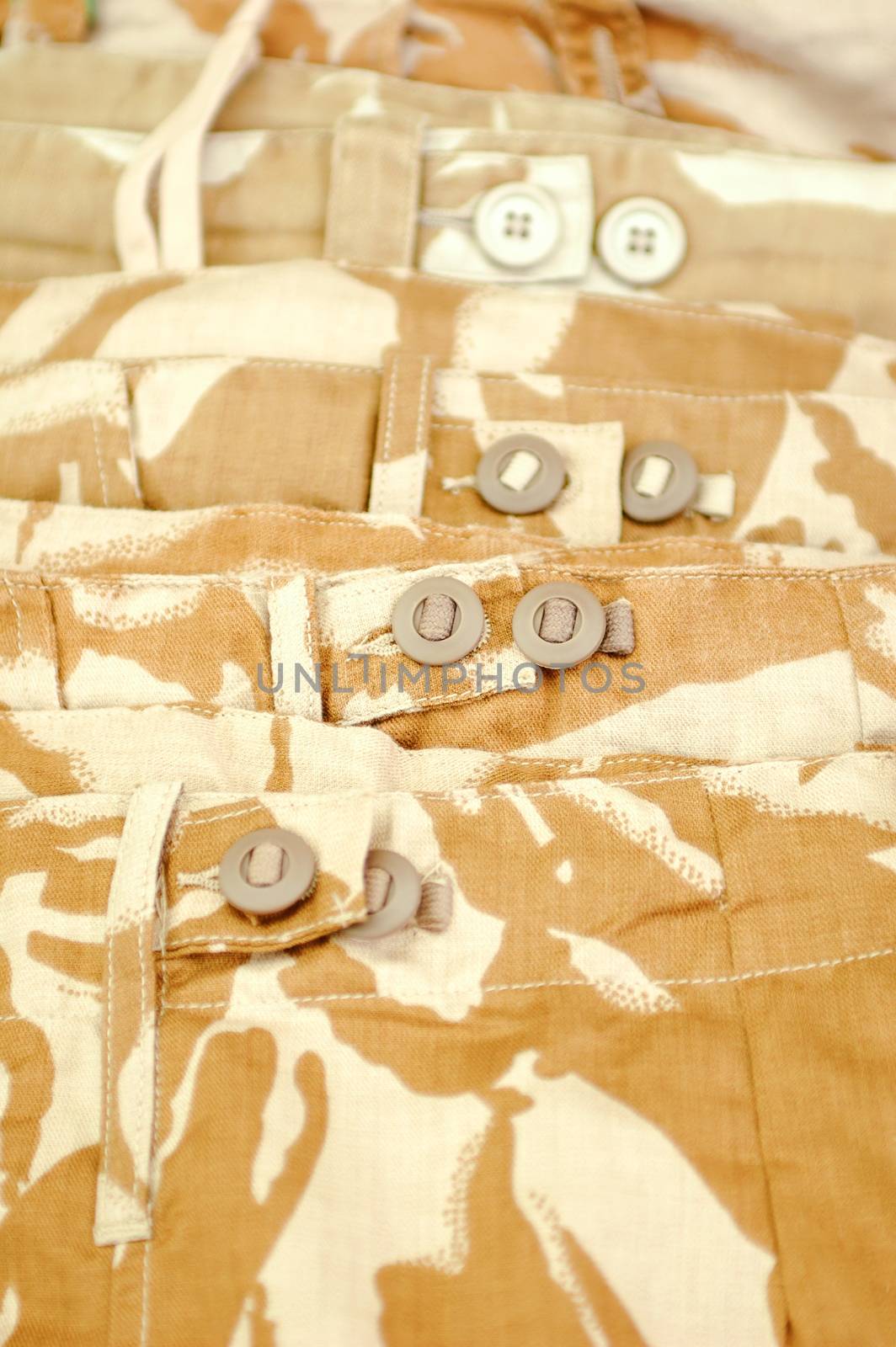 beige colored military desert camouflage clothing