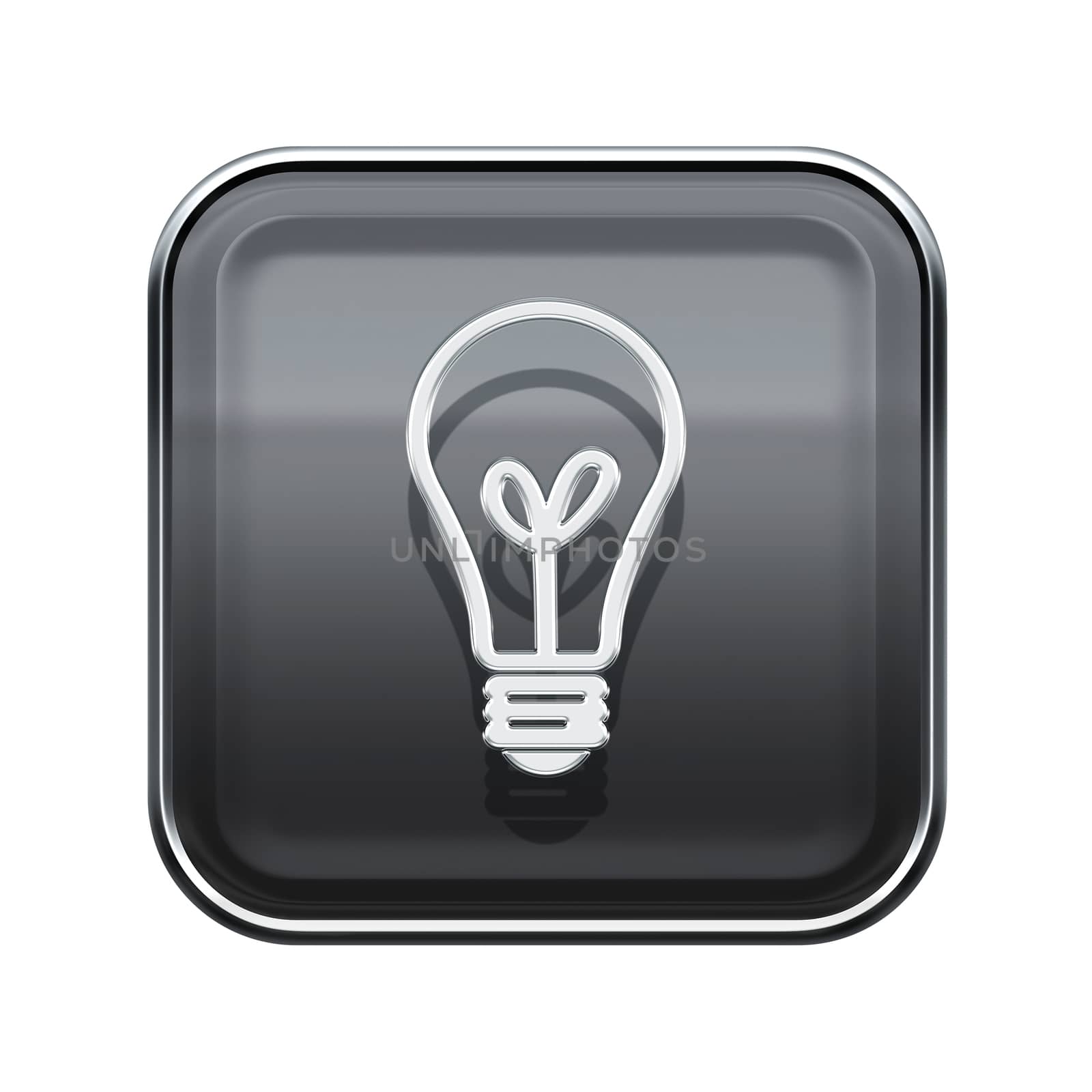 lightbulb icon glossy grey, isolated on white background by zeffss