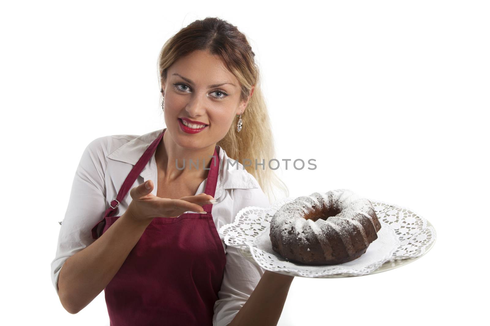 woman with a cake