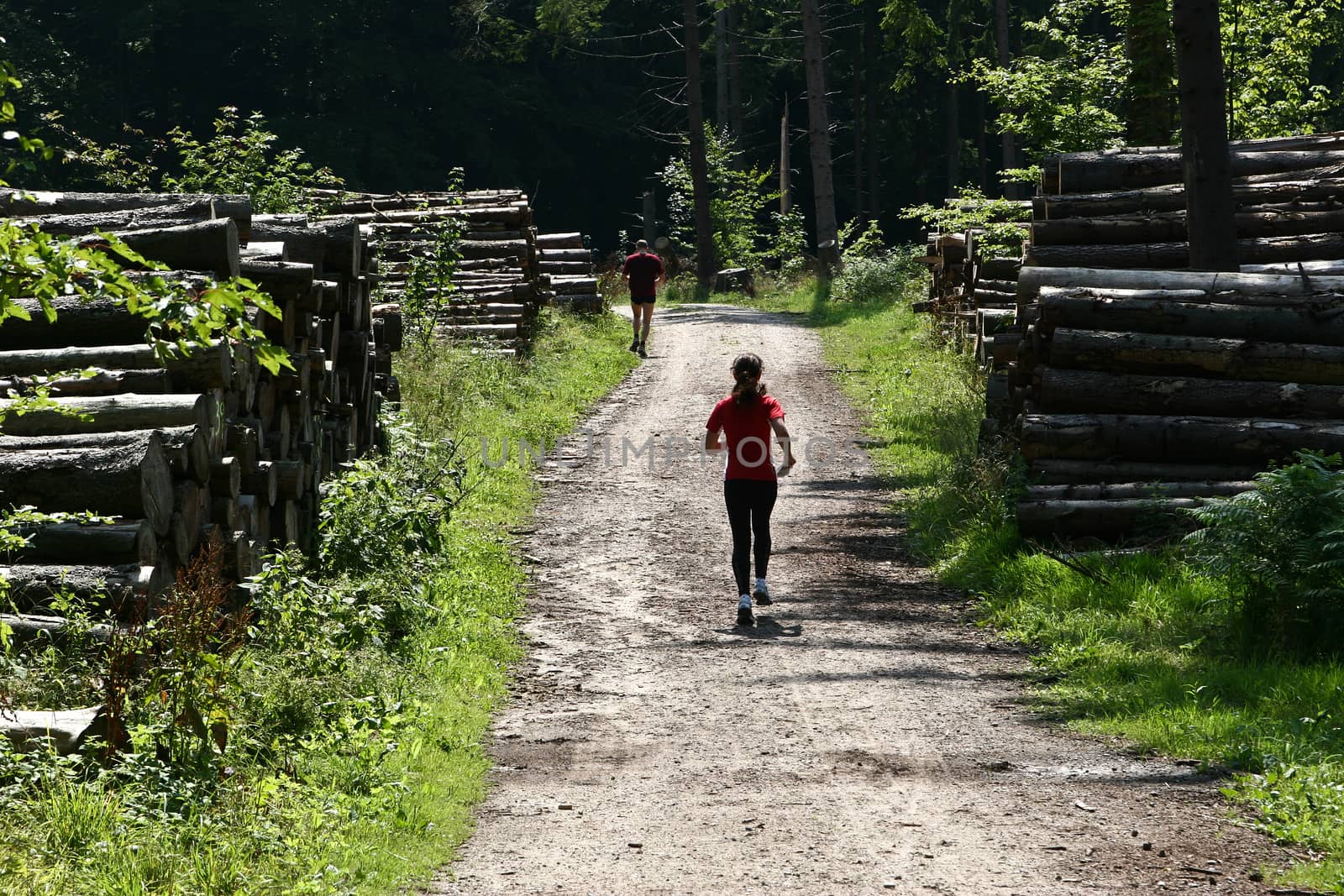 Man running in the forest