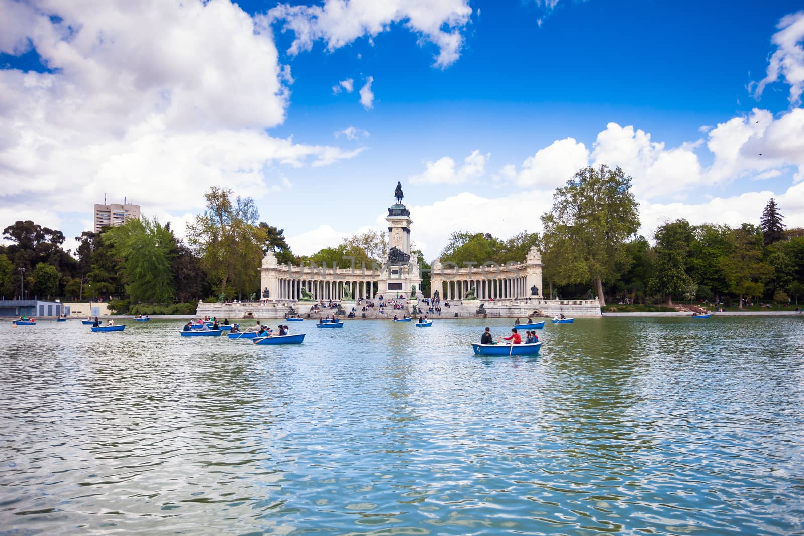 Madrid, Spain - May 6, 2012: Monument to Alfonso XII in the "Park of the Pleasant Retreat" (Retiro Park) in Madrid, Spain