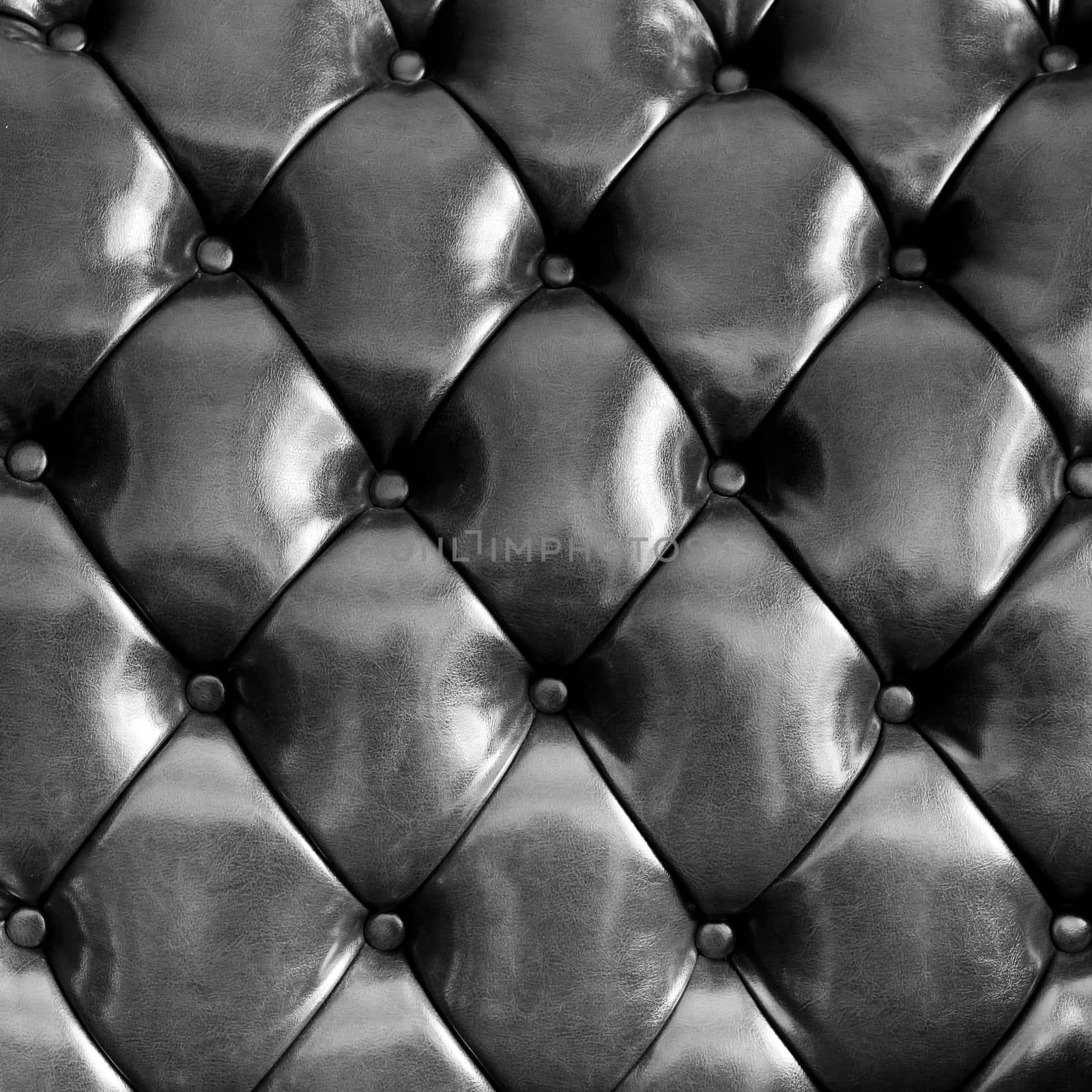 Close up black luxury buttoned leather