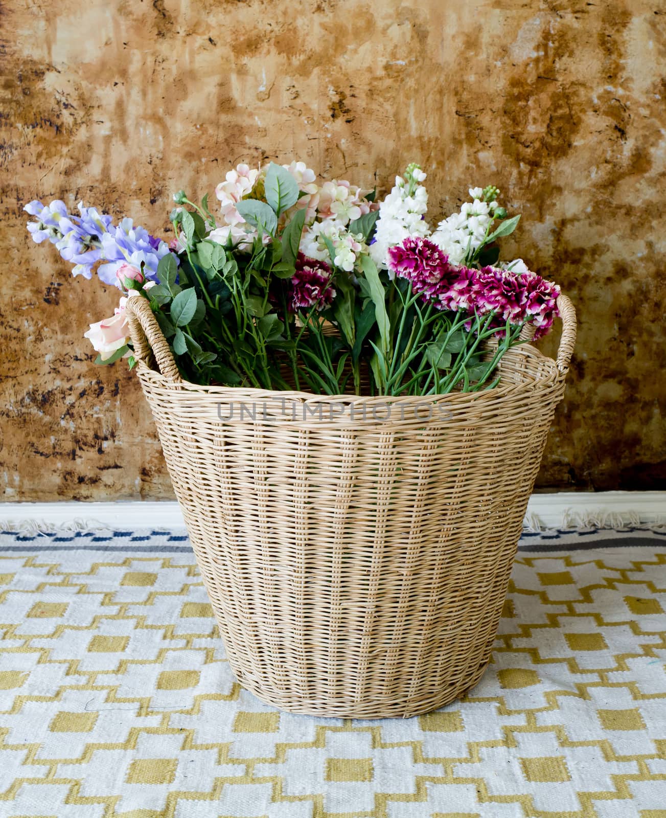 colorful flowers in a basket