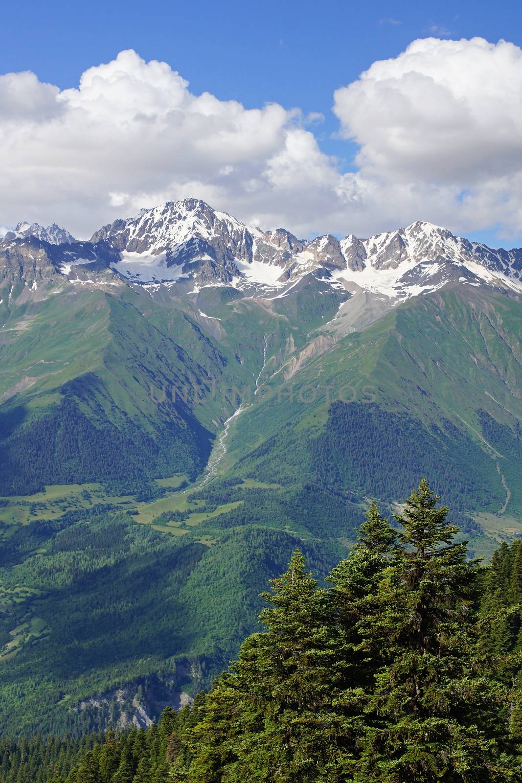 Panorama of the Caucasus Mountains close to Mestia, Georgia, Europe