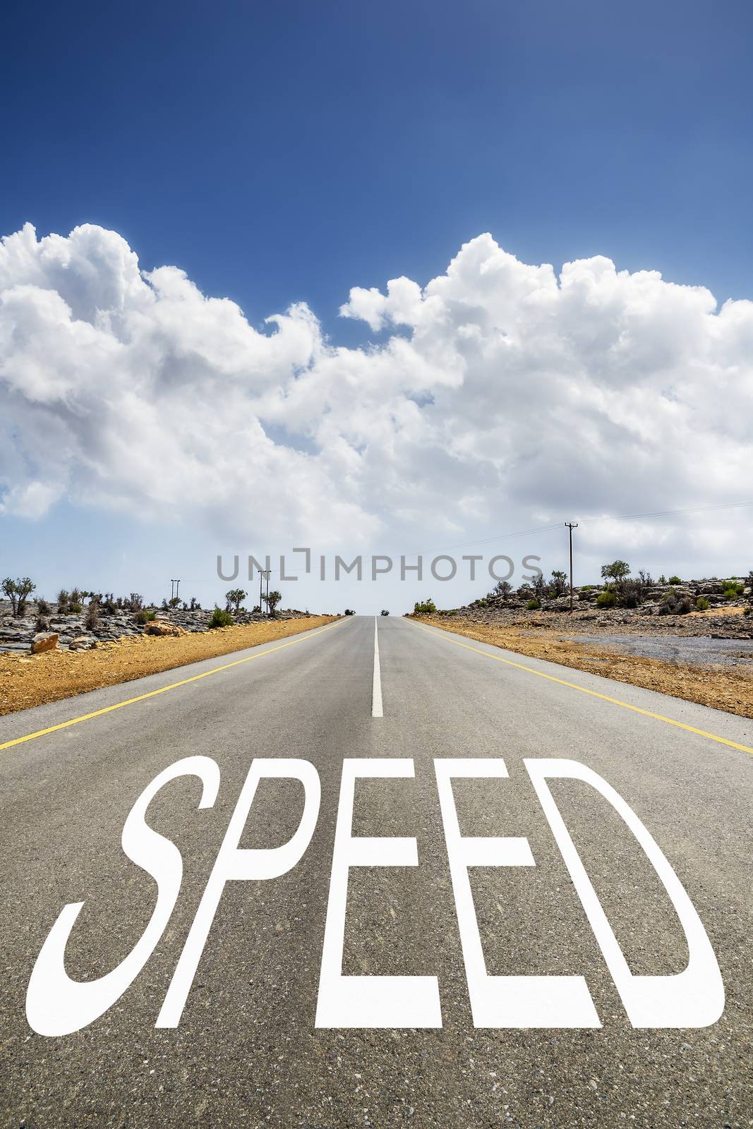 Image of a road with the text speed