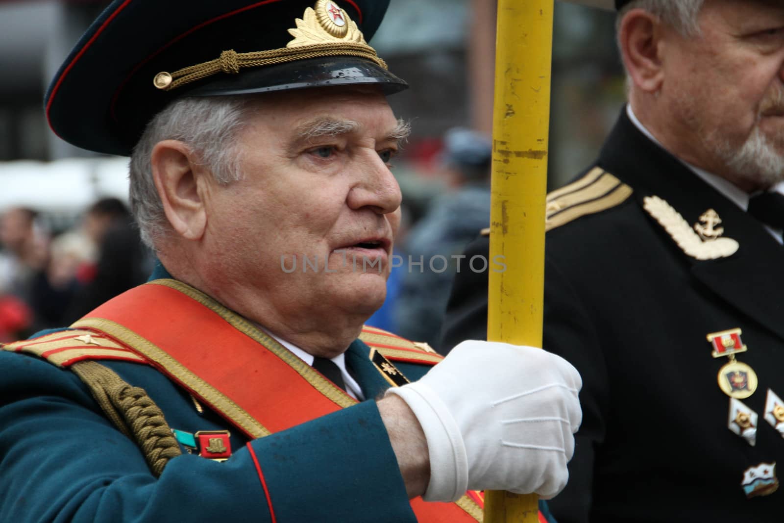 Moscow, Russia - May 9, 2012. March of communists on the Victory Day. 