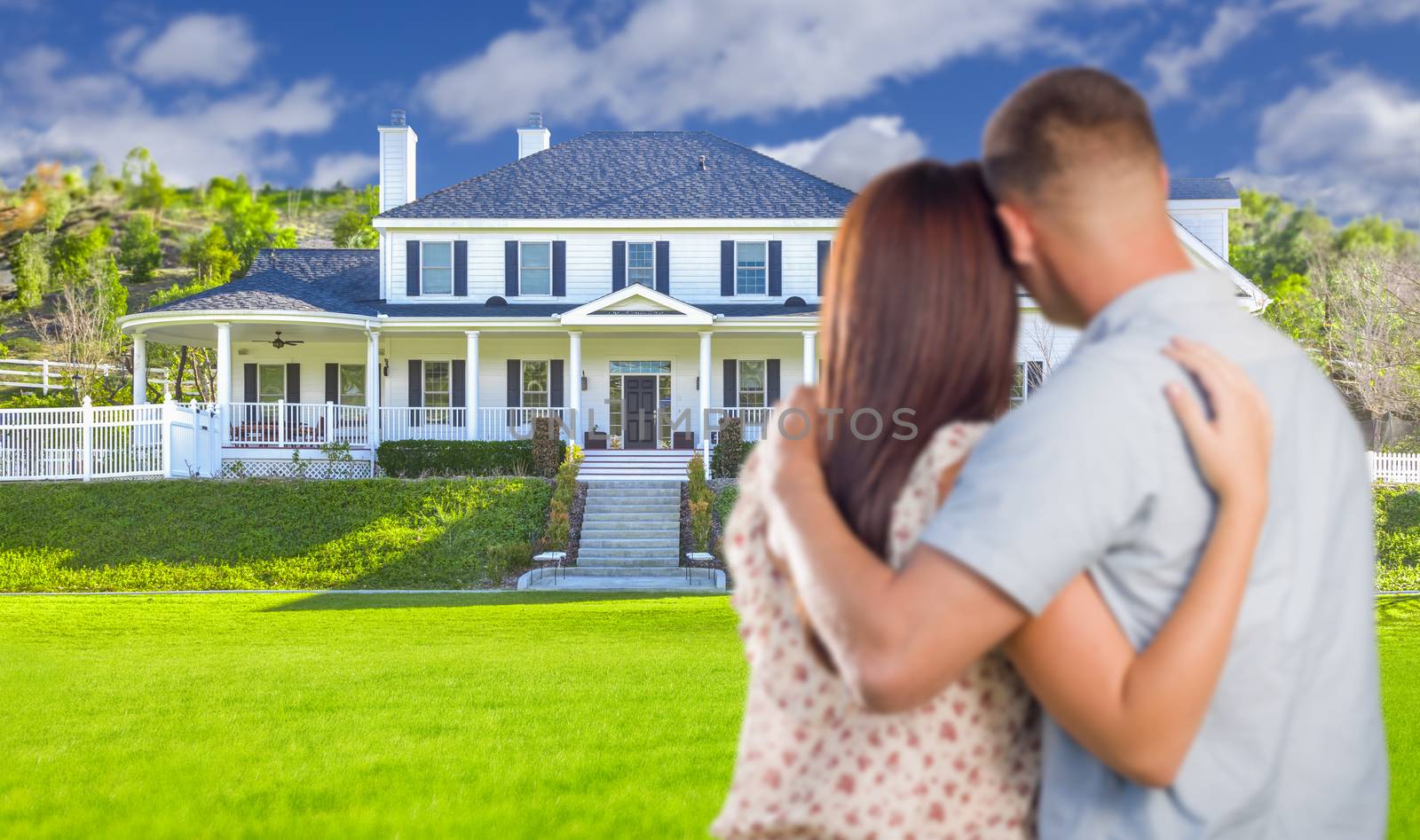 Military Couple Looking at Nice New House by Feverpitched