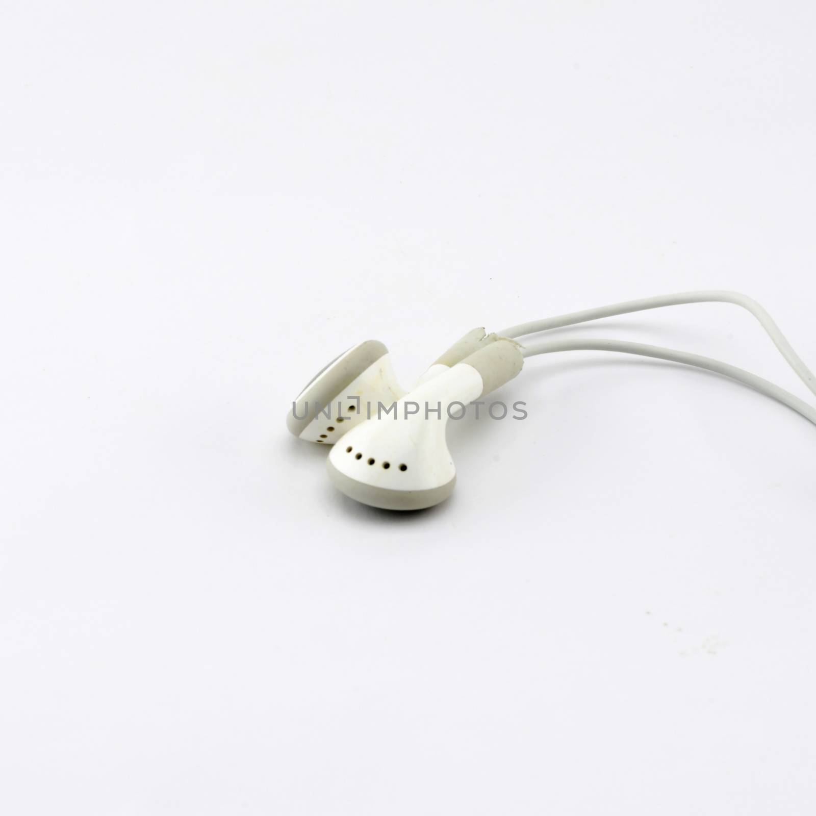white earphone isolated on white background