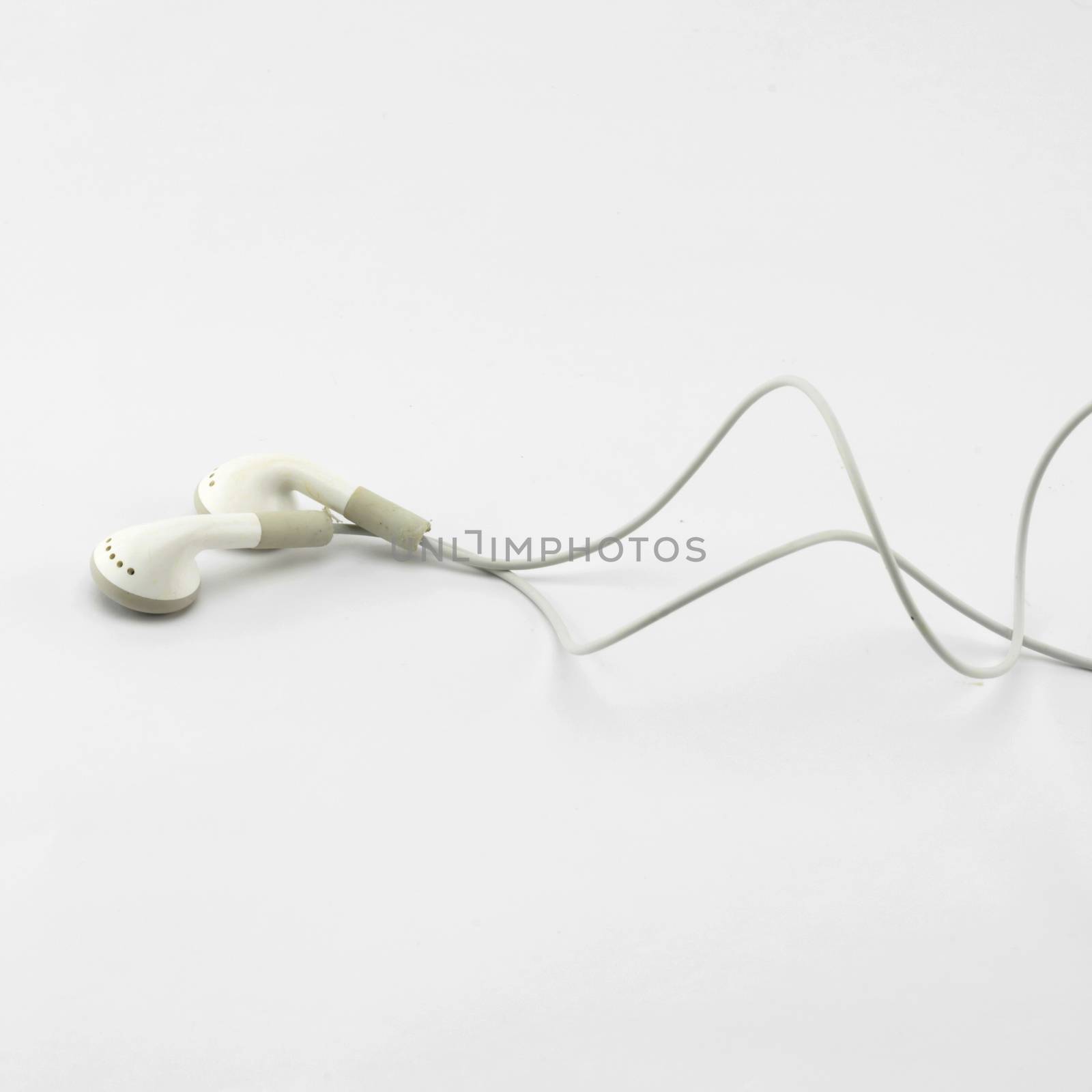 white earphone isolated on white background