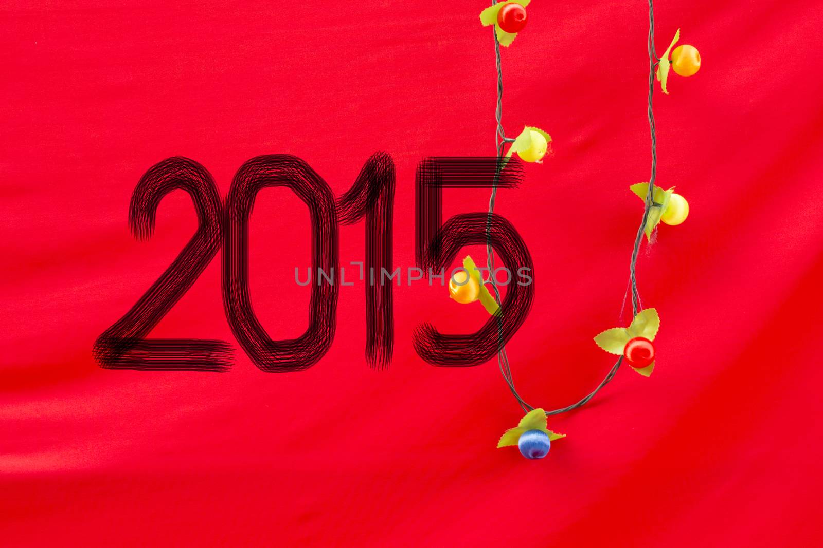 Chinese Calligraphy 2015 Year of the Goat 2015 on red silk fabri by Yuri2012