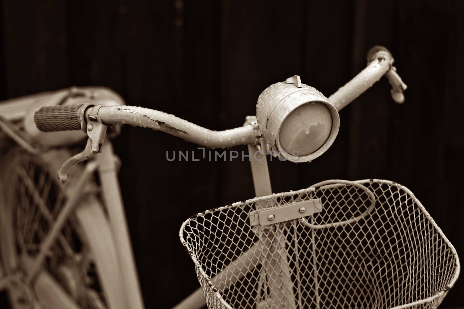 Old vintage bicycle in the village 