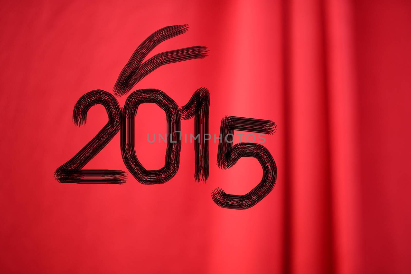 Chinese Calligraphy 2015 Year of the Goat 2015 on red silk fabri by Yuri2012