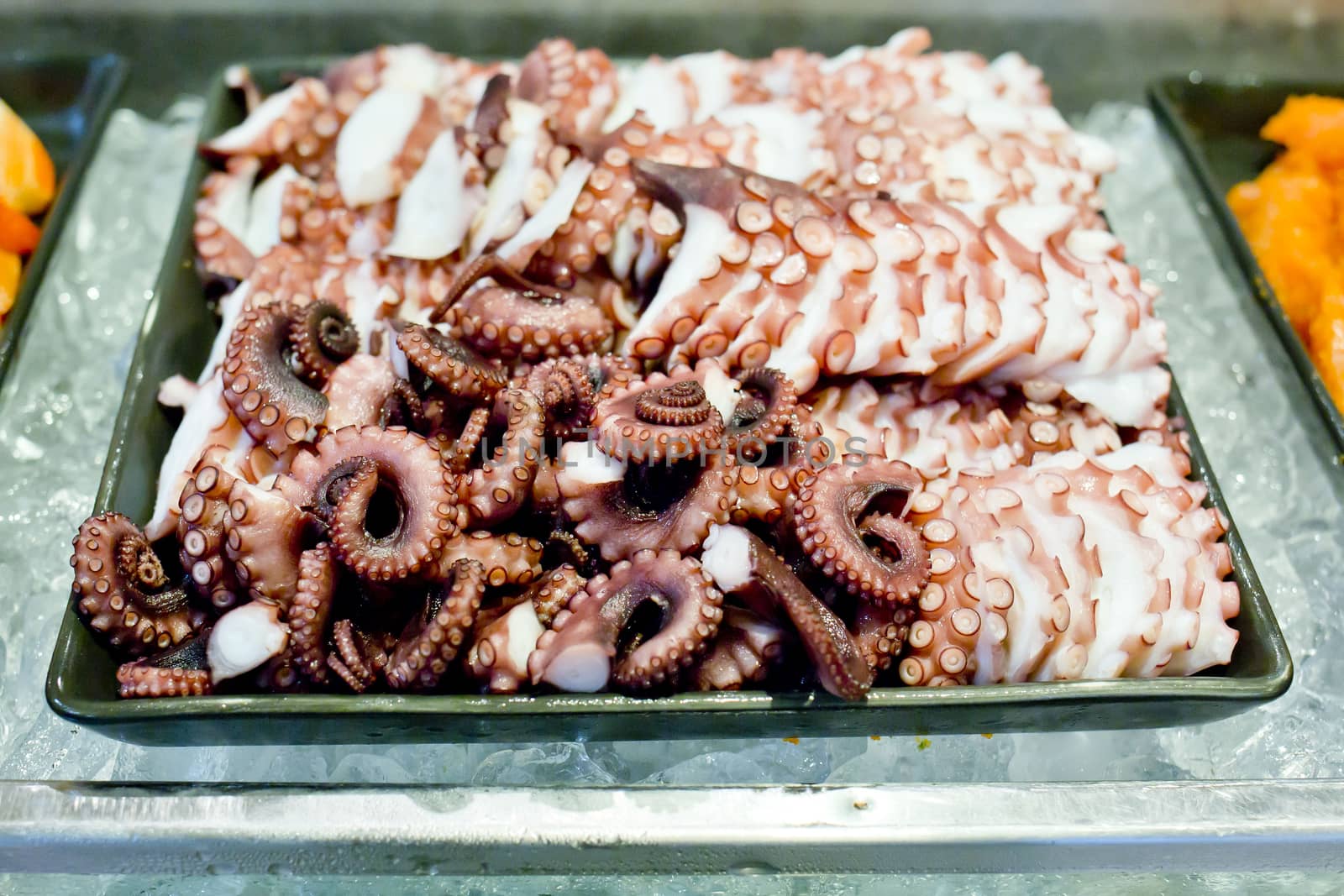 Octopus fresh raw sashimi buffet, japanese sushi