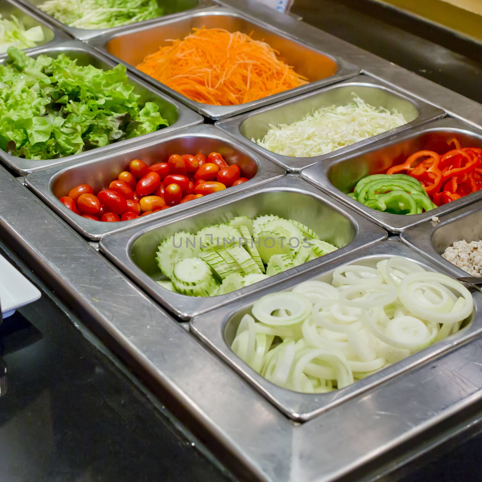 salad bar with vegetables in the restaurant, healthy food