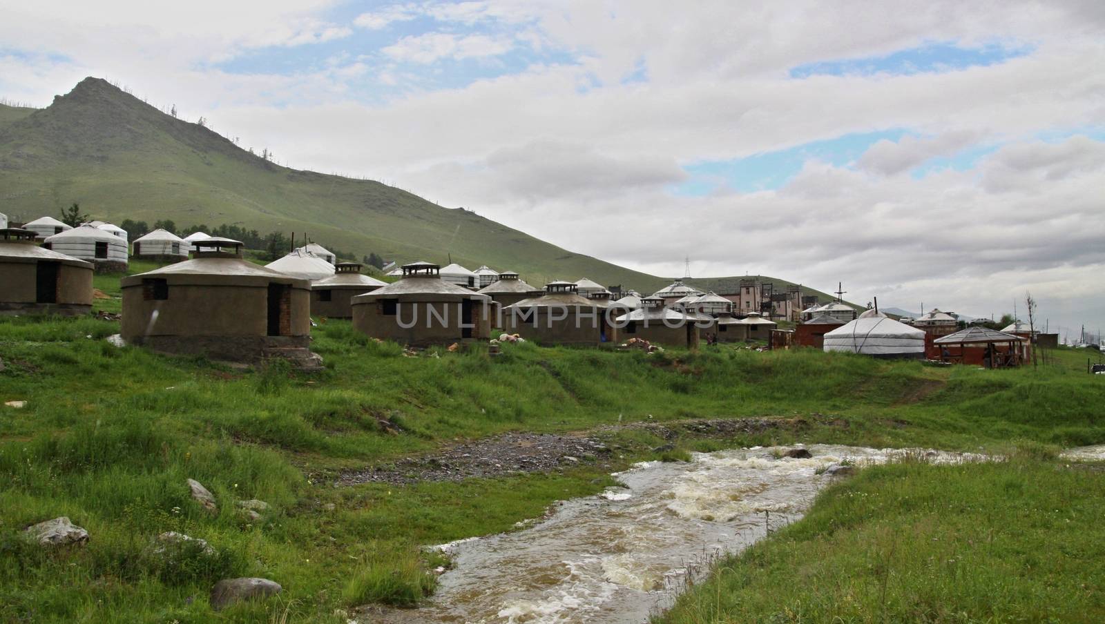 Mongolian Yurts camp near  Ullanbaator in Mongolia by jnerad