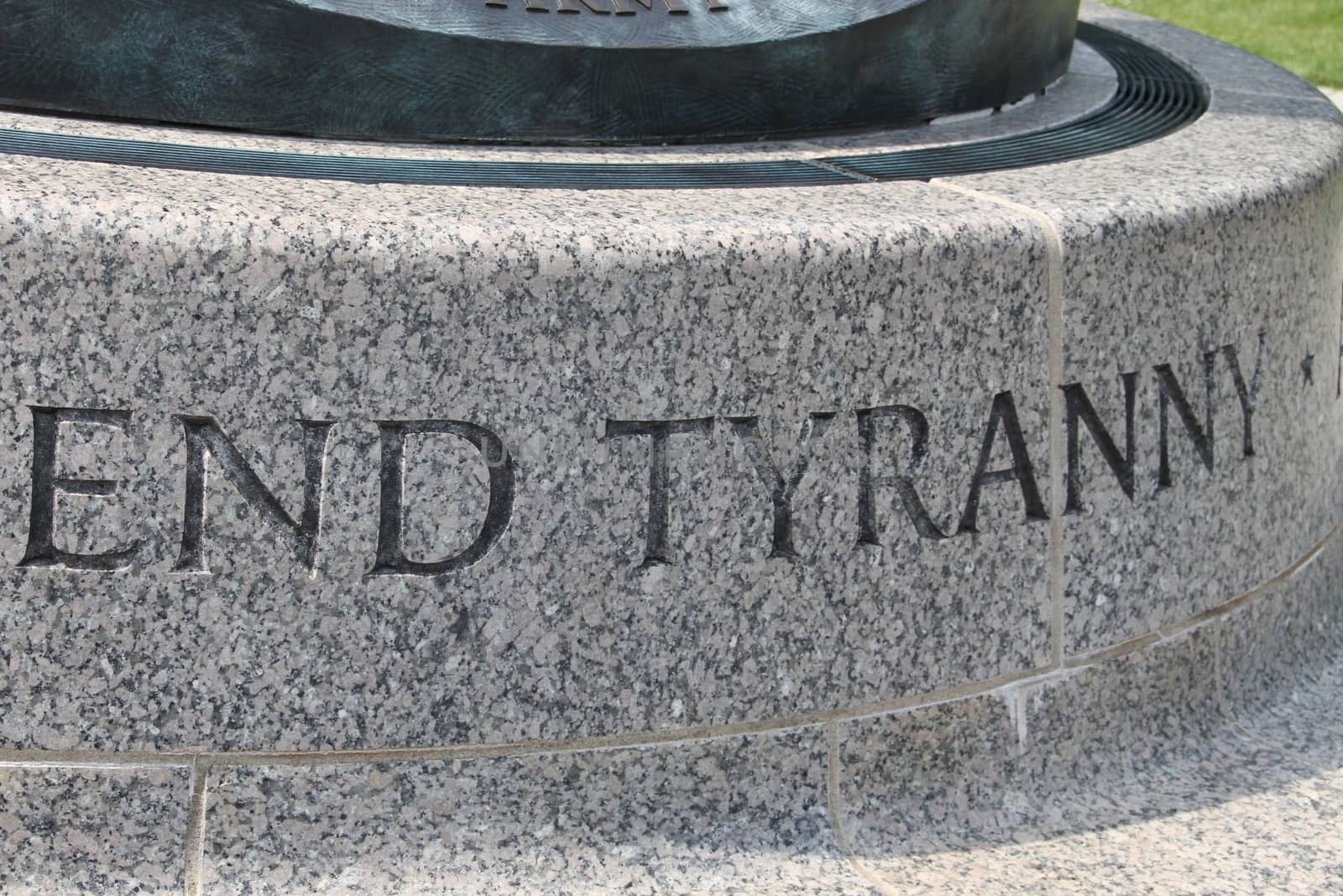 Washington DC, USA - may 13, 2012. End tyranny - the inscription on the historical monomate in Washington, USA