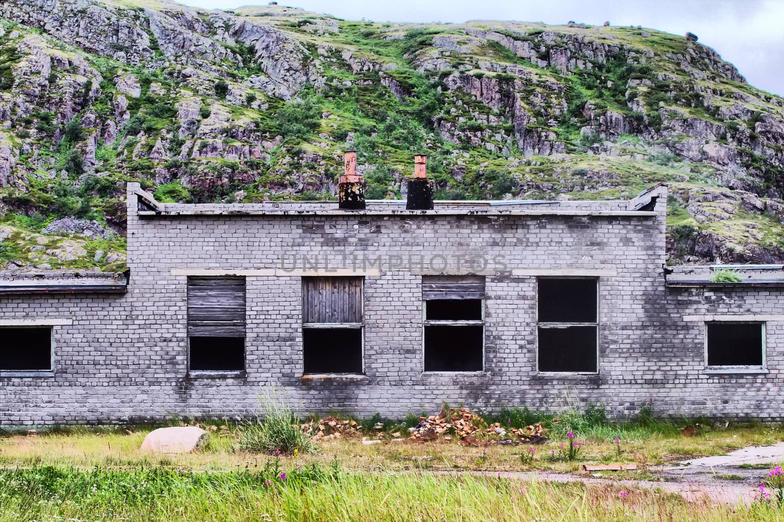 collapsed abandoned house within the Arctic circle