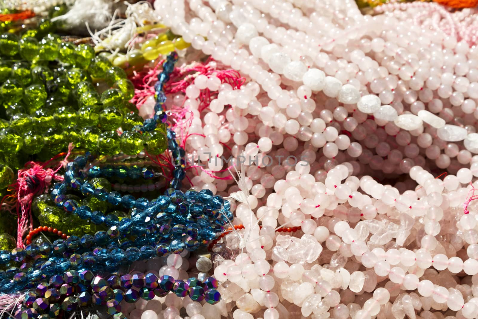 Colorful beads on sale at Tucson Gem and Mineral Show, an international event in Arizona.