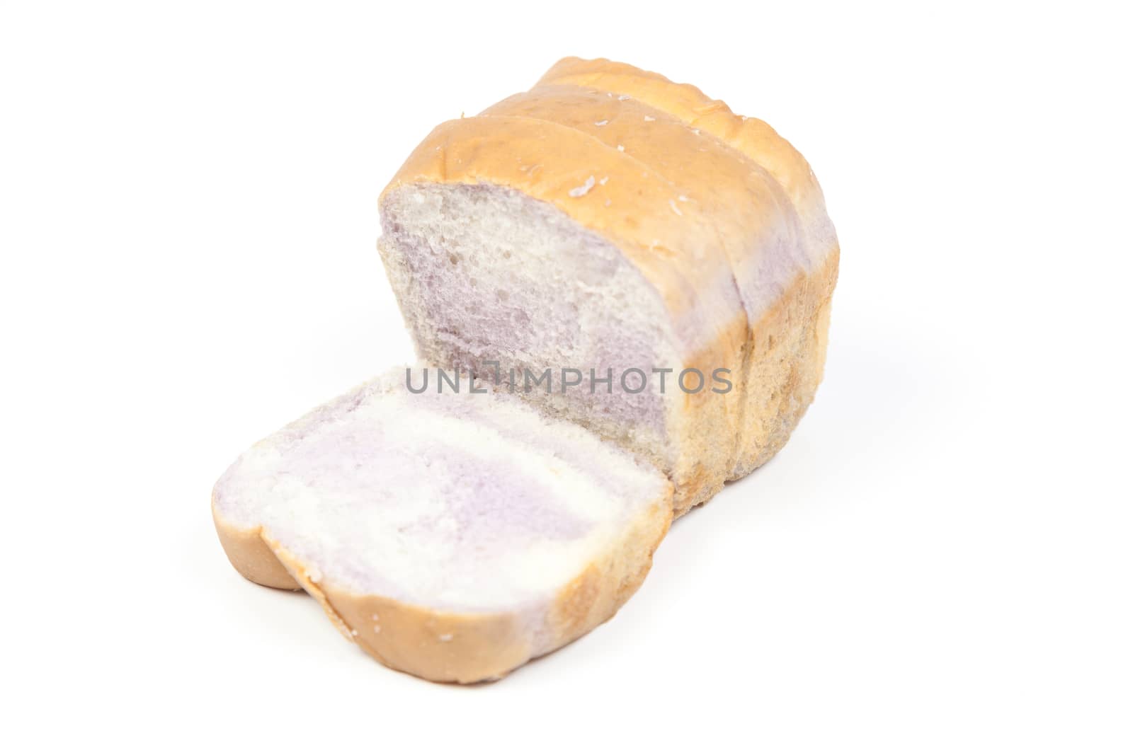 Sliced bread. Rectangular plate is divided into pieces. Isolated white background